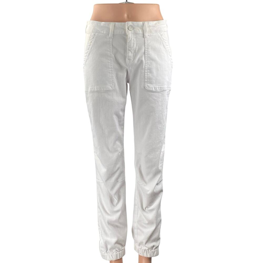 Mavi Women's White Mid Rise Slim Fit Straight Casual Cargo Denim Jeans Size M